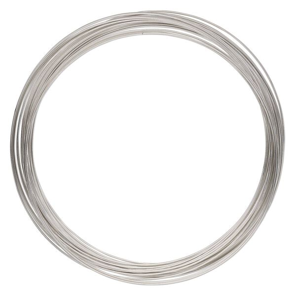 Memory wire, imitation rhodium-plated high carbon steel, 3-5/8 inch necklace, 0.7mm thick. Sold per 1-ounce pkg, approximately 29 loops. image number 0