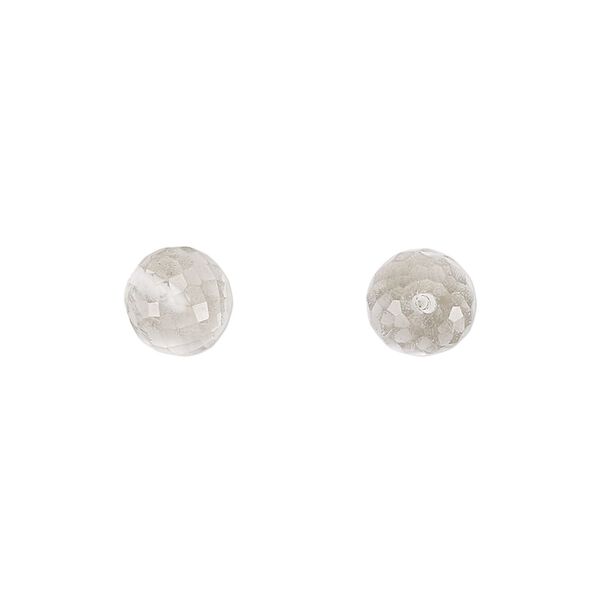 Quartz crystal 1pkg2, hand-cut half-drilled faceted round bead natural 8mm image number 0