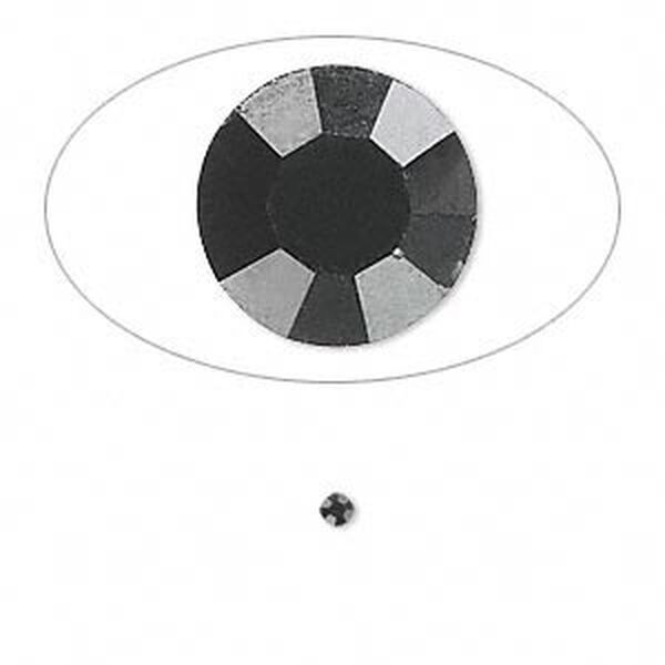 Chaton, glass rhinestone, jet, foil back, 2.1-2.2mm faceted round, PP15. Sold per pkg of 72. image number 0