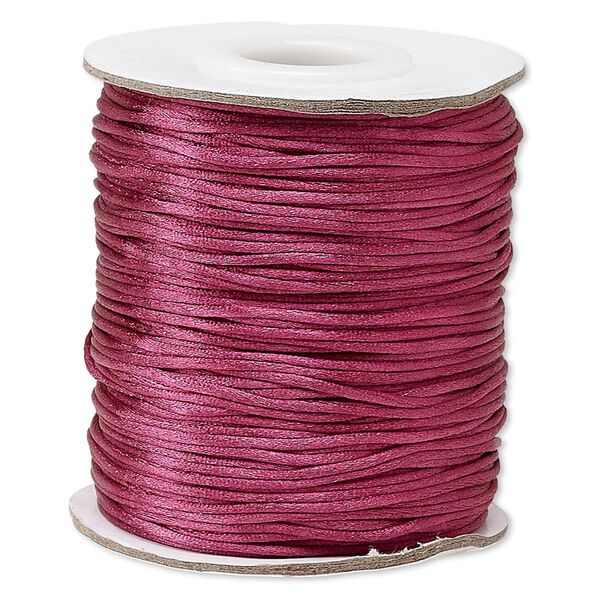 Cord, Satinique™, satin, dark rose, 1mm mini. Sold per 200-foot spool. image number 0