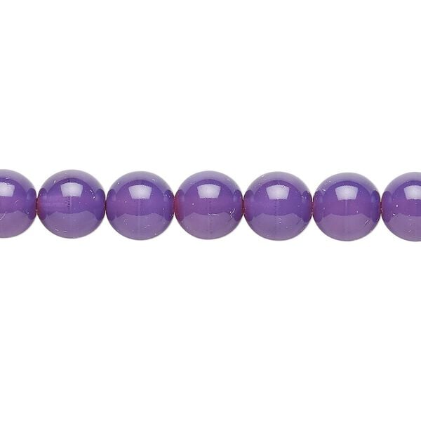 Bead, Czech dipped décor glass druk, purple, 8mm round. Sold per 15-1/2" to 16" strand. image number 0