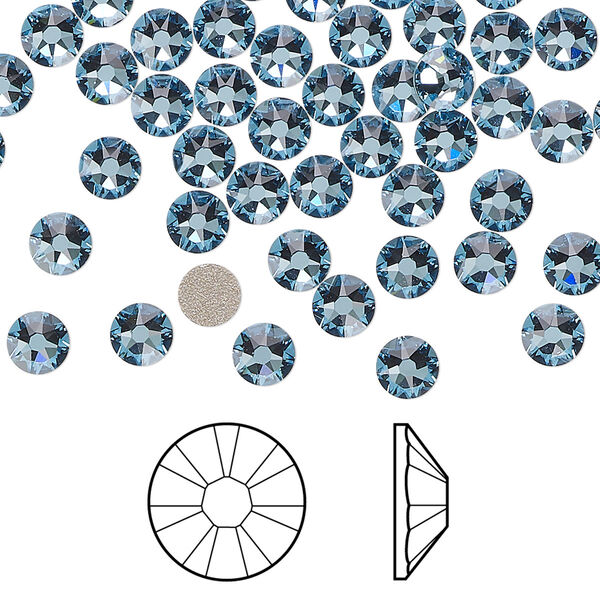 Flat back 1440pk aquamarine foil back, Swarovski® 4.6-4.8mm rose round SS20 2088 image number 0