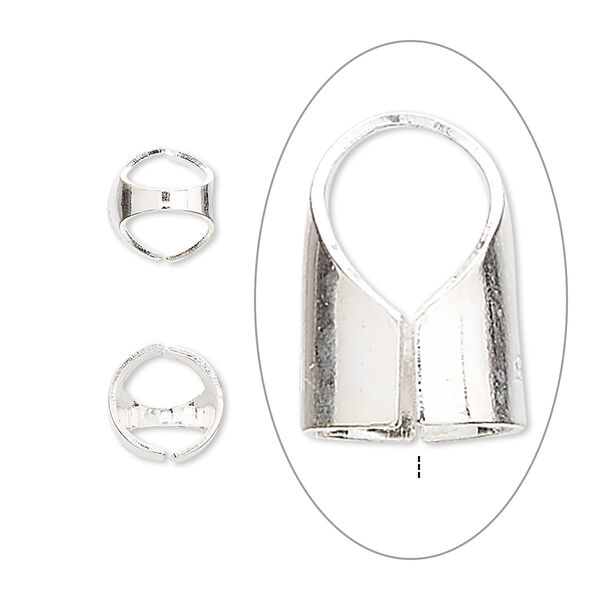 Cord end, glue-in, sterling silver, 11x8mm, 7mm inside diameter. Sold per pkg of 2. image number 0