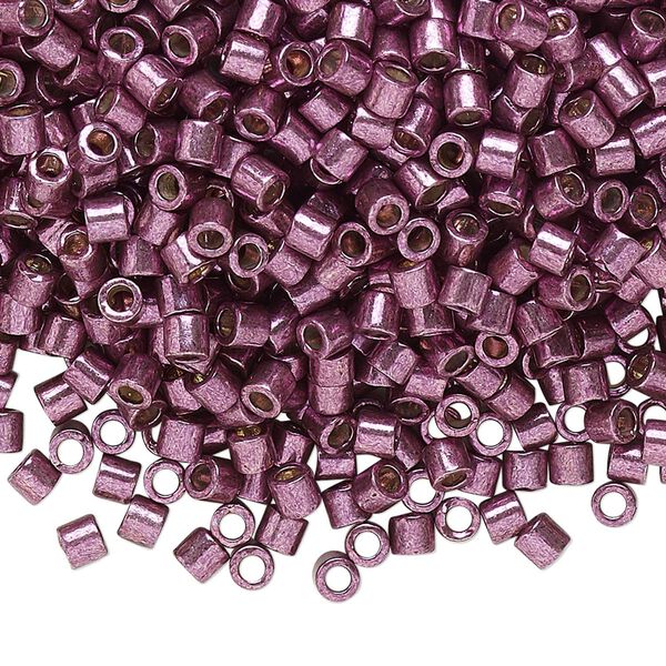 Seed bead, Delica®, glass, pkg/7.5g, #8 round, Duracoat® opaque galvanized eggplant (DBL-1850). image number 0