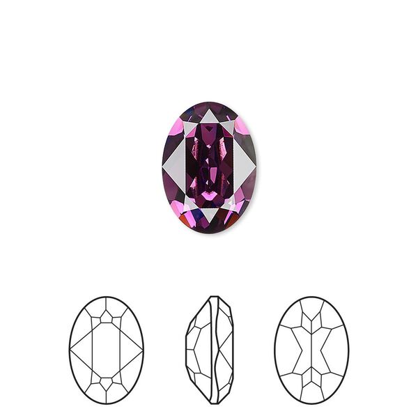 Fancy stone 1pk amethyst foil back, Crystal Passions® 14x10mm oval 4120 image number 0