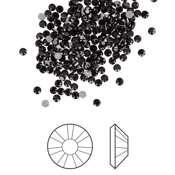 Flat back 1440pk jet foil back, Swarovski® hotfix 1.9-2.1mm rose round SS6 2038HF image number 0