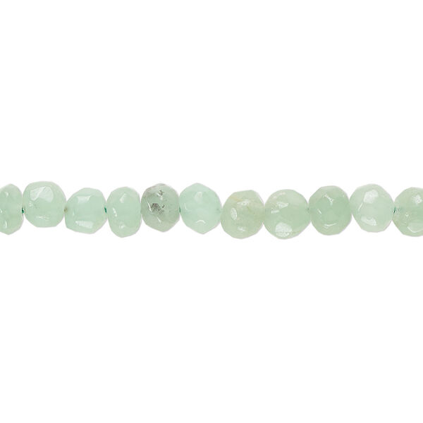 Green chalcedony 1pkg1, hand-cut faceted pebble bead 14 inch small image number 0