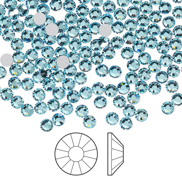 Flat back 1440pk aqua bohemica foil back, Preciosa Viva 12® Czech crystal rhinestone 3-3.2mm chaton rose round SS12 image number 0