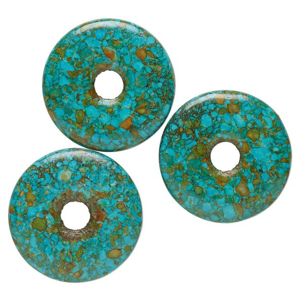 Mosaic "turquoise" (magnesite) 1pkg3, donut focal 45mm image number 0