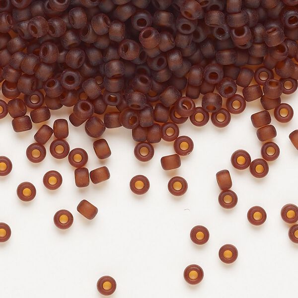 Seed bead, Miyuki, glass, pkg/250g, #8 rocaille, translucent matte dark topaz (RR-134F). image number 0