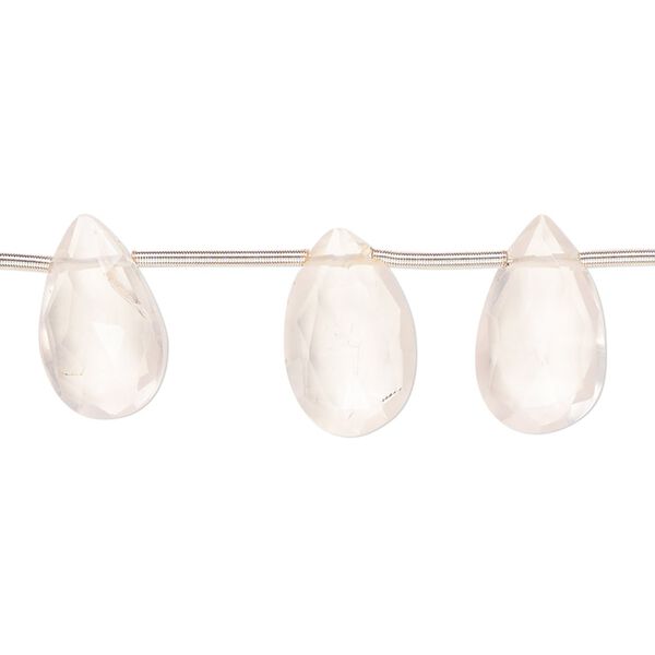 Rose quartz 1pkg14, hand-cut top-drilled faceted puffed teardrop bead natural 12x8mm-15x9mm image number 0