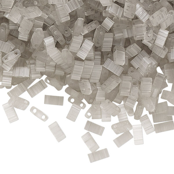 Seed bead, TILA®, glass, pkg/10g, 5x2.3mm half tila rectangle, translucent silk luster grey, (HTL-2598). image number 0