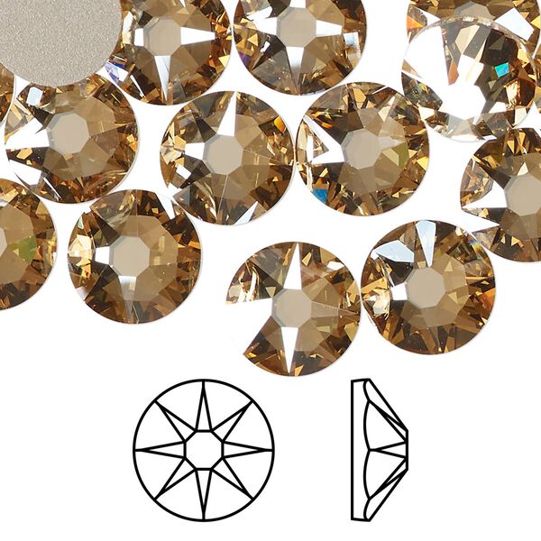 Flat back 96pk crystal golden shadow foil back, Swarovski® 10.912-11.304mm rose round SS48 2088 image number 0