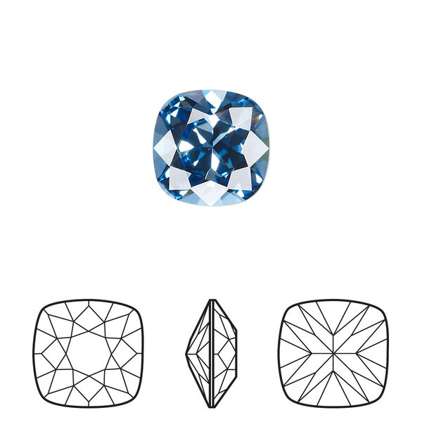 Fancy stone 1pk cool blue foil back, Crystal Passions® Regenerated 12mm cushion 4470 image number 0