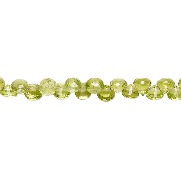 Peridot 1pkg1, hand-cut top-drilled faceted teardrop bead natural 7.5 inch 4-5mm image number 0