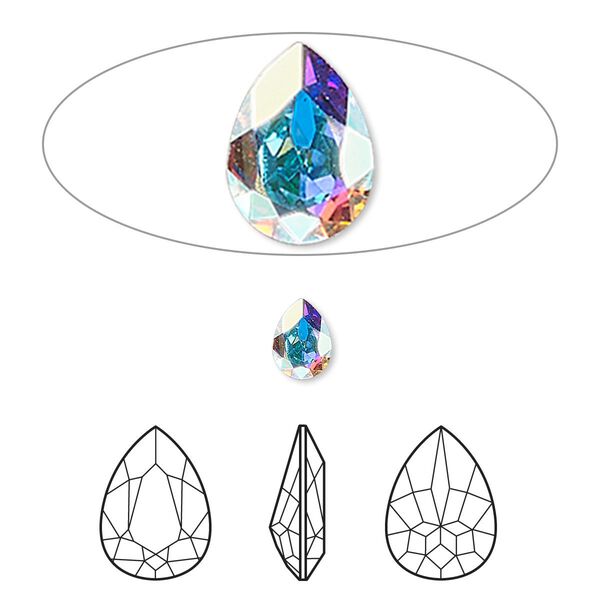 Fancy stone 2pk crystal AB foil back, Crystal Passions® 6x4mm pear 4320 image number 0