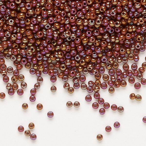 Seed bead, Preciosa Ornela Czech glass, pkg/50g, #11 rocaille, opaque rainbow brown, (14600). image number 0