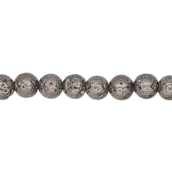 Lava rock 1pkg1, electrocoated round bead 15.5-16 inch 6-7mm image number 0