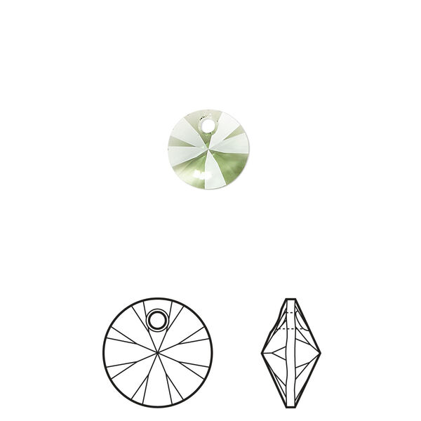 Drop 144pk peridot, Swarovski® ReCreated™ 8mm pendant mini disk 6428 image number 0