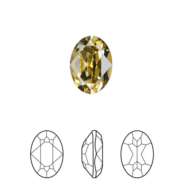 Fancy stone 1pkg144 dark jonquil foil back, Swarovski® ReCreated™ 14x10mm oval 4120 image number 0