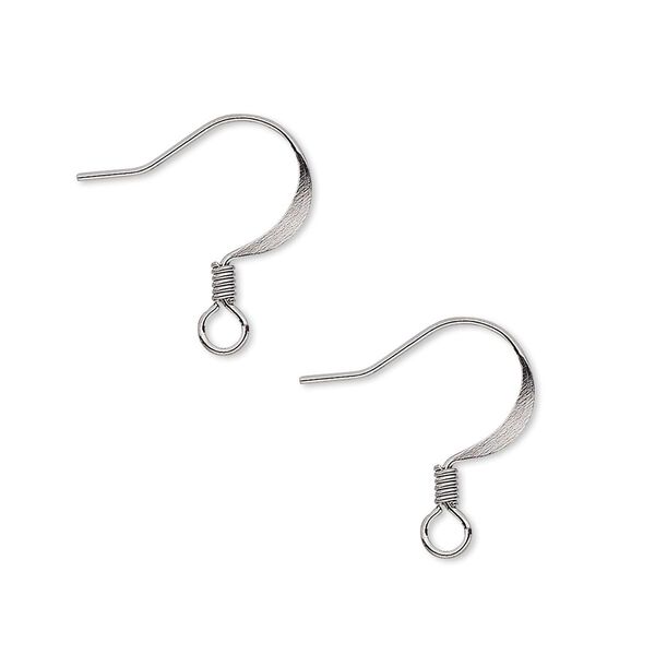 Ear wire fishhook 1pkg100 gunmetal-plated, 17mm flat / 2.5mm coil / open loop, 22 gauge brass 50 pair image number 0