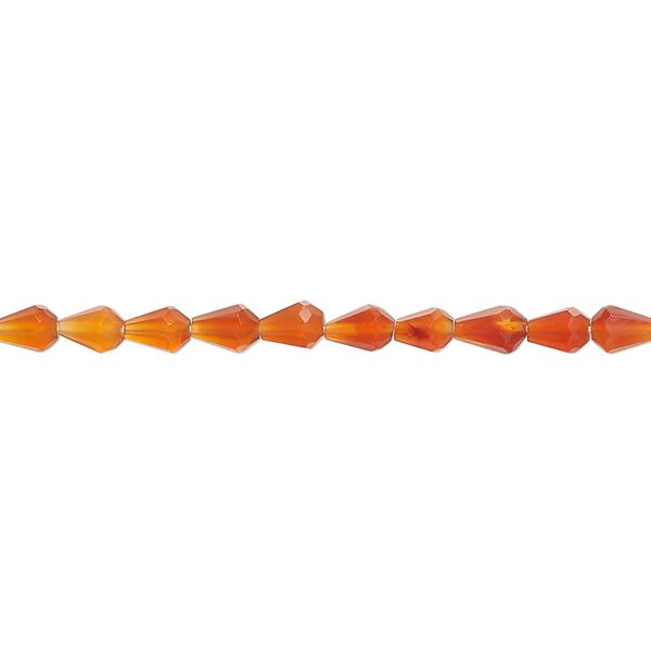 Carnelian 1pkg1, hand-cut faceted teardrop bead 14 inch 4x3mm-5x3mm image number 0