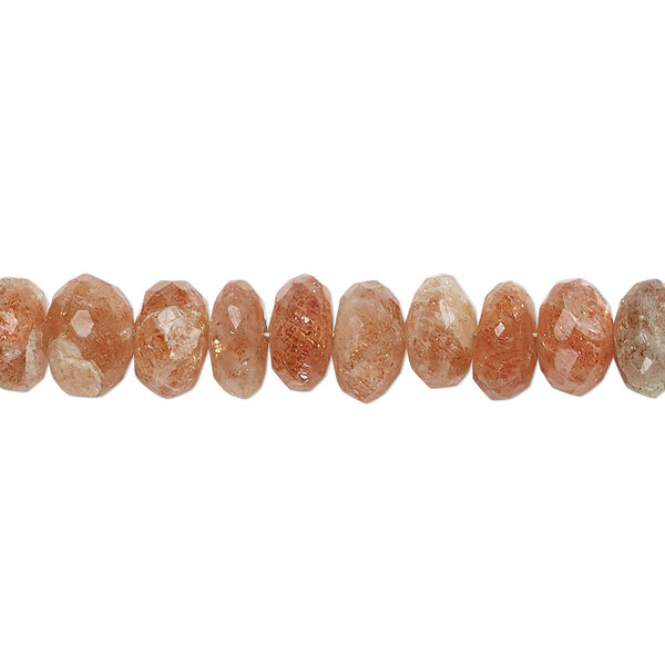 Sunstone 1pkg1, hand-cut faceted rondelle bead natural 8 inch 7x4mm-8x5mm image number 0
