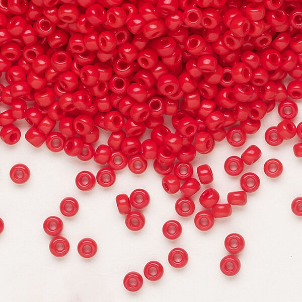 Seed bead, Miyuki, glass, pkg/250g, #8 rocaille, opaque red, (RR-408). image number 0