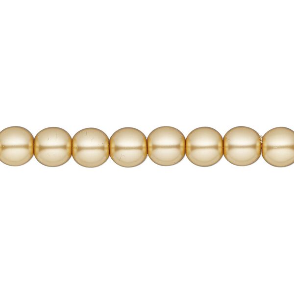 Bead, Czech glass pearl, light gold, 6mm round. Sold per 18-inch strand, approximately 80 beads. image number 0