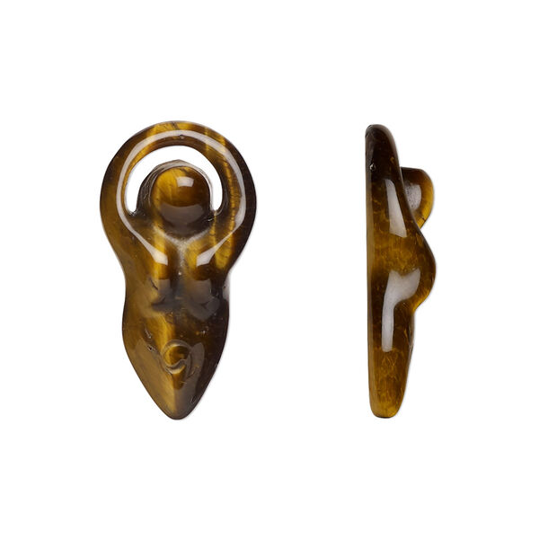 Tigereye 1pkg1, hand-cut undrilled 1-sided goddess component natural 24x12mm-26x13mm image number 0
