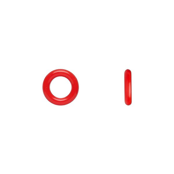 Component, Oh! Ring™, silicone, red, 10mm round with 6mm hole. Sold per pkg of 300. image number 0