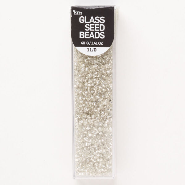 Seed bead, glass, pkg/40g, #11 round, translucent silver-lined clear. image number 0