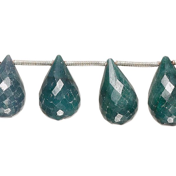 Emerald 1pkg13, hand-cut top-drilled faceted teardrop bead 15x10mm-18x12mm image number 0