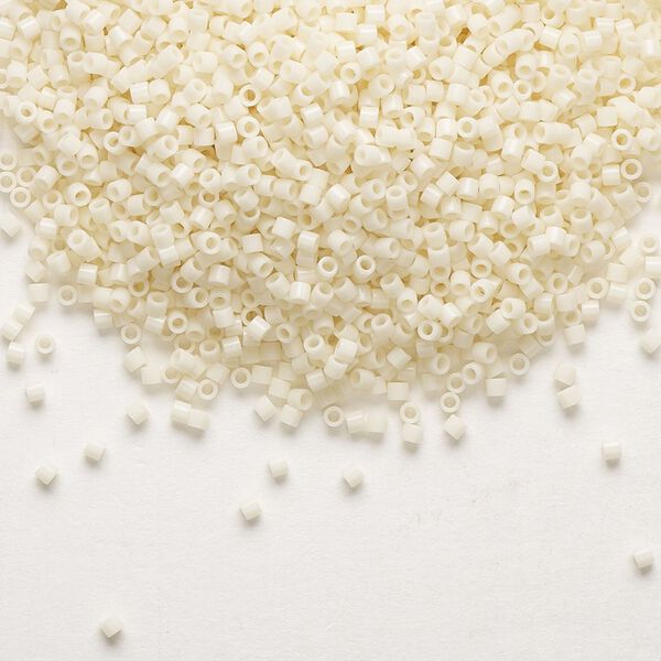 Seed bead, Delica®, glass, pkg/50g, #15 round, opaque ivory (DBS-0732). image number 0
