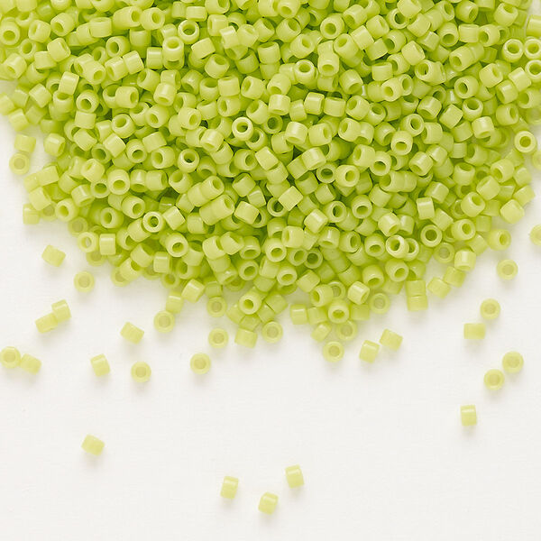 Seed bead, Delica®, glass, pkg/250g, #11 round, opaque chartreuse (DB-0733). image number 0