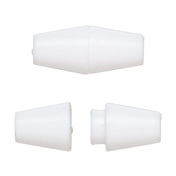 Clasp, breakaway, polyoxymethylene, white, 27x12mm double cone. Sold per pkg of 50. image number 0
