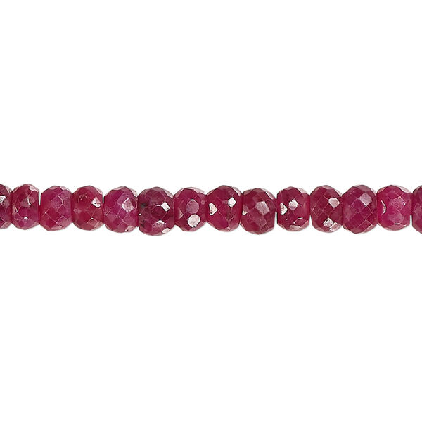 Indian ruby 1pkg1, hand-cut faceted rondelle bead 14 inch 4x2mm-5x4mm image number 0