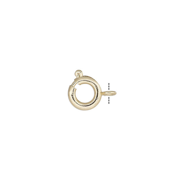 Clasp, springring, gold-finished brass, 7mm. Sold per pkg of 10. image number 0