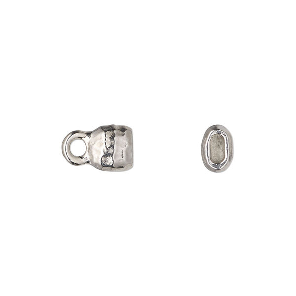 End cap, TierraCast®, "Hammertone" collection, white bronze-plated pewter (tin-based alloy), 7mm hammered cap. Sold per pkg of 20. image number 0