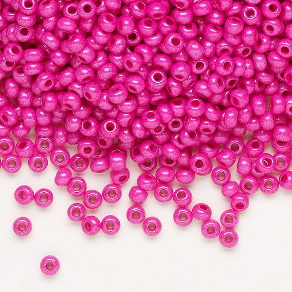 Seed bead, Preciosa Ornela, glass, opaque Terra Intensive magenta, #8 rocaille. Sold per 50-gram pkg. image number 0