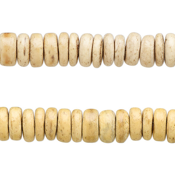 Bead, coconut shell (waxed), 8x2mm-9x7mm hand-cut rondelle. Sold per pkg of (2) 16-inch strands. image number 0