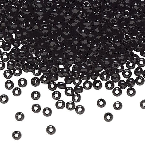 Seed bead, Preciosa Ornela Czech glass, pkg/50g, #8 rocaille, opaque black, (23980). image number 0