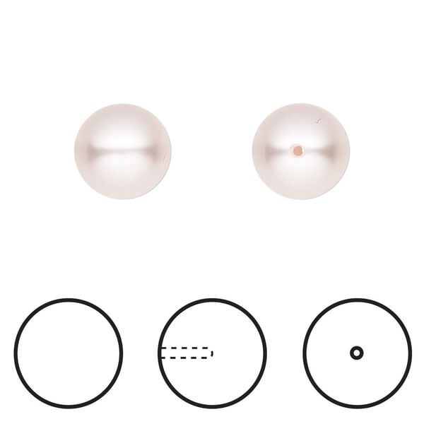 Pearl 100pk rosaline, Swarovski® 10mm half-drilled round 5818 image number 0