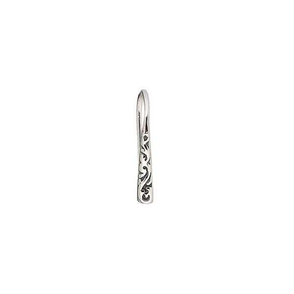 Ear wire fishhook 1pkg2 sterling silver, 16mm textured design, 20 gauge antiqued 1 pair image number 0