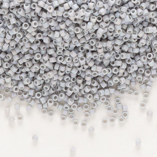 Seed bead, Delica®, glass, pkg/250g, #11 round, opaque matte rainbow shark fin grey (DB-2320). image number 0