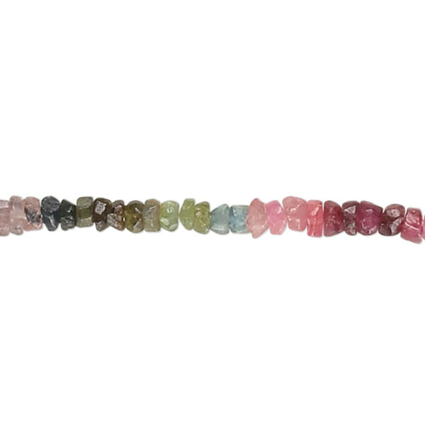 Bead, multi-tourmaline (natural), 3x1mm-5x3mm hand-cut tumbled faceted rondelle, C grade, Mohs hardness 7 to 7-1/2. Sold per 14-inch strand. image number 0