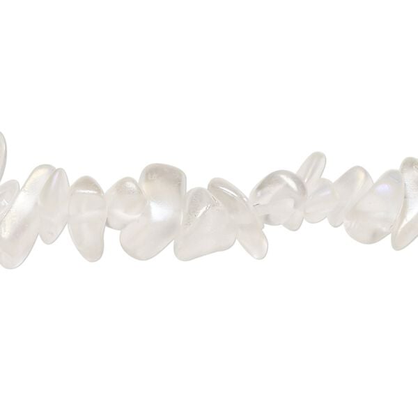 Bead, glass, translucent clear AB, medium chip with 0.6-0.8mm hole. Sold per 32-inch strand, approximately 290-320 beads. image number 0