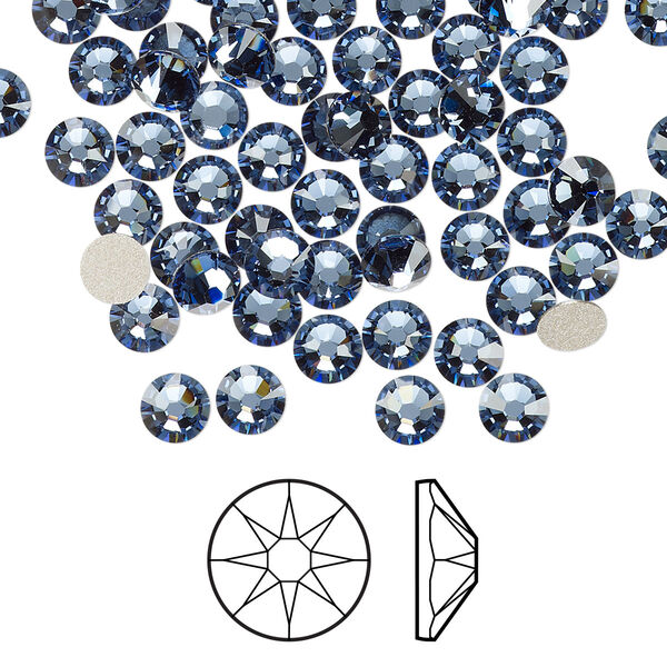 Flat back 1440pk denim blue foil back, Swarovski® 4.6-4.8mm rose round SS20 2088 image number 0