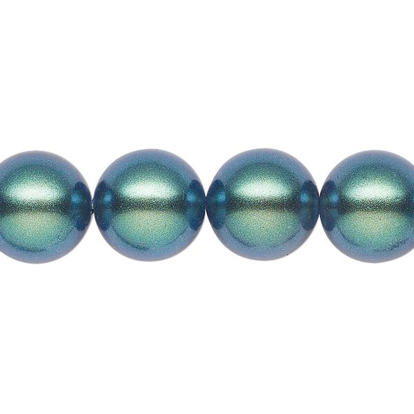 Pearl 30pk pearlescent peacock green, Preciosa Czech crystal 12mm round image number 0