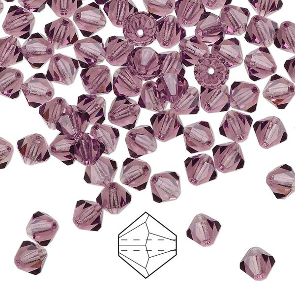 Bead 24pk amethyst, Preciosa Czech crystal 5mm bicone image number 0